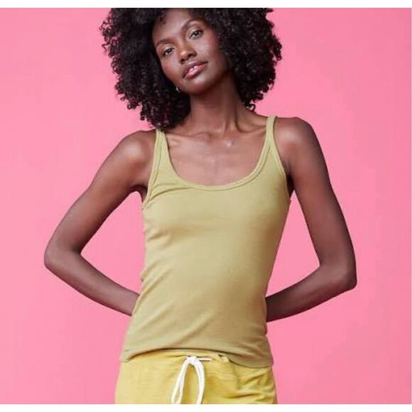 NWT Monrow Rib Strappy Tank Top Size XS Green Avocado Willow Ribbed Comfort - Picture 2 of 5